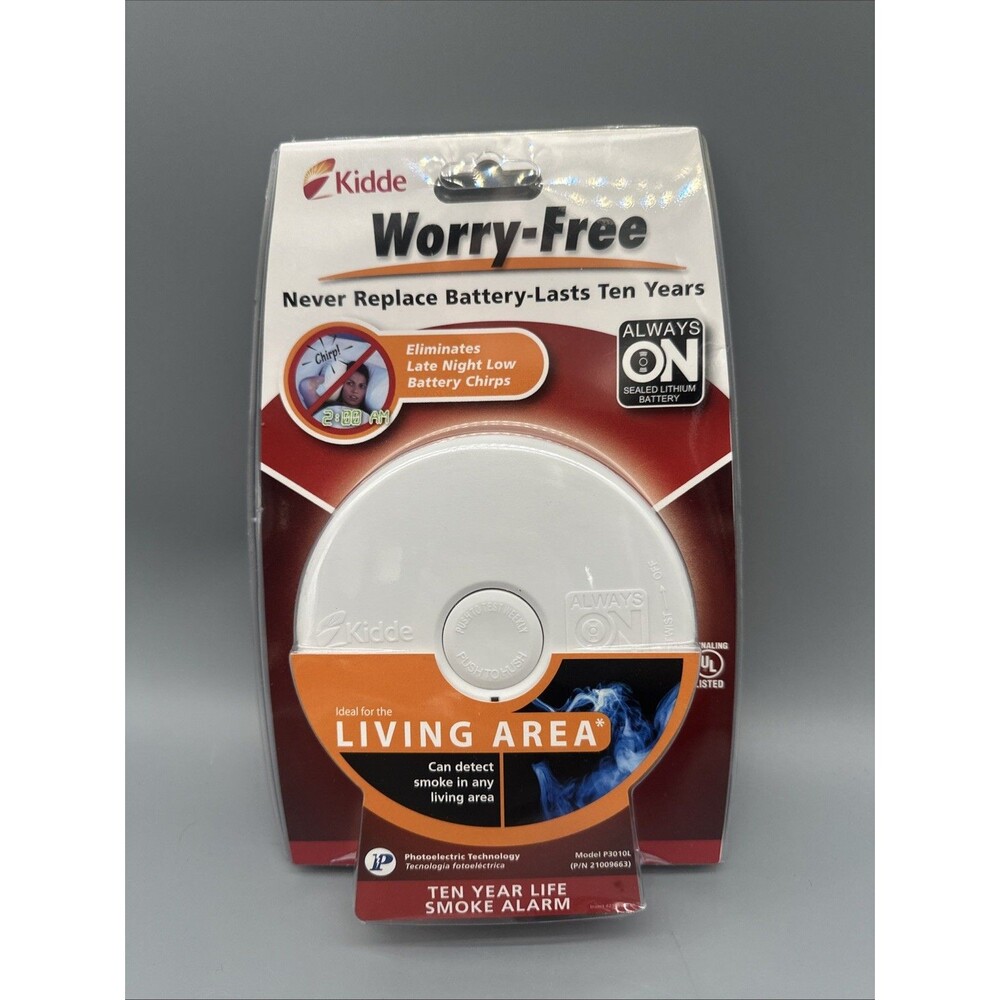 Kidde 10 Year WORRY FREE LIVING AREA Battery Smoke Detector Alarm P3010L SEALED
